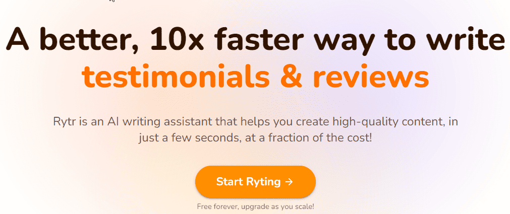 It's a screenshot of Rytr writing tool