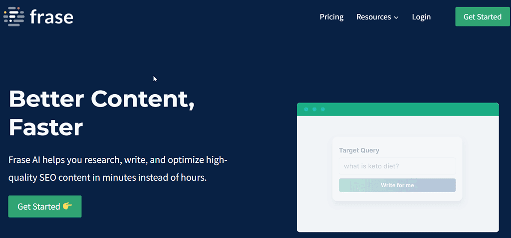 It's a screenshot of the Frase writing tool