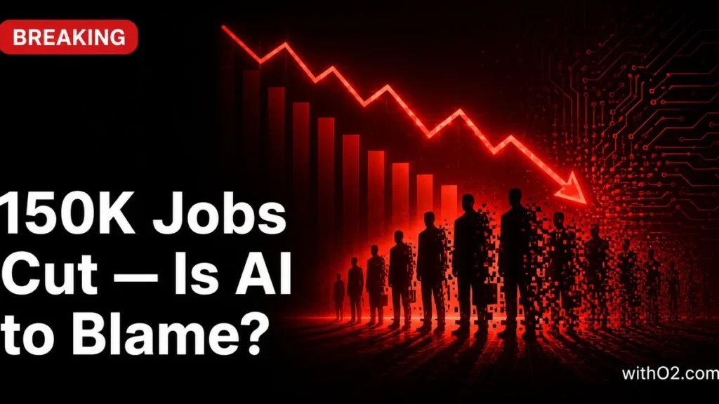 150000 tech jobs cut 2026 AI layoffs — red downward graph on dark background magazine cover