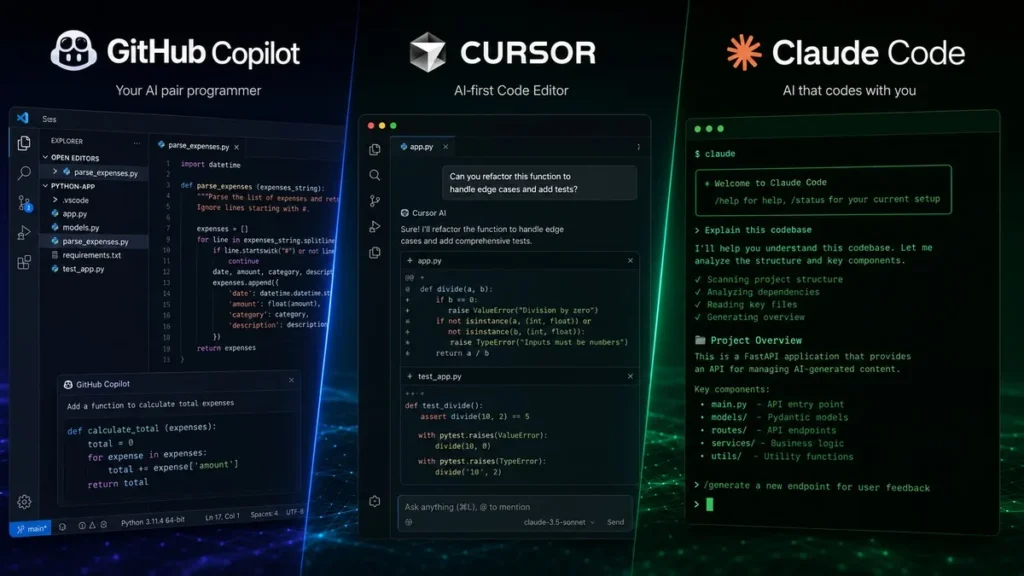 GitHub Copilot vs Cursor vs Claude Code — AI coding assistant comparison 2026