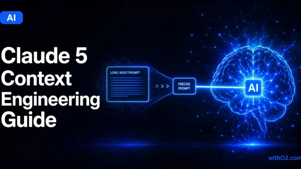 Claude 5 Context Engineering: Why Less Prompt Is More for AI Agents claude 5 context engineering guide — ai brain with minimalist prompt flow on dark navy background
