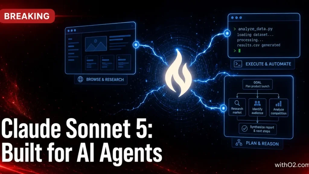 Claude Sonnet 5: Anthropic’s New Default Model for AI Agents claude sonnet 5 — Anthropic new default agentic model for Free and Pro plans, abstract AI agent visualization