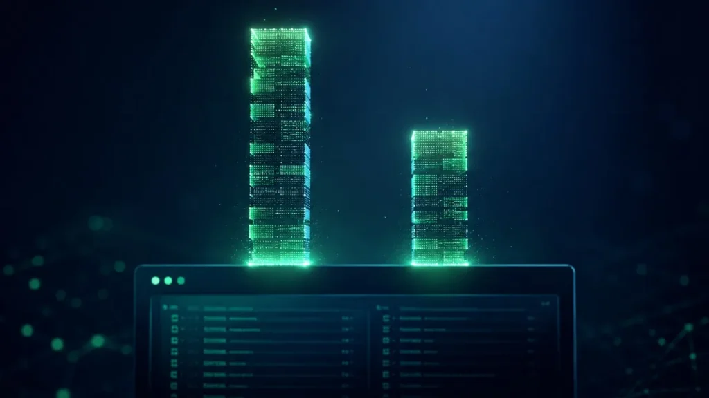 DeepSeek V4-Flash Beats Its Own Flagship on Agent Benchmarks Taller and shorter glowing benchmark bars above a terminal window silhouette
