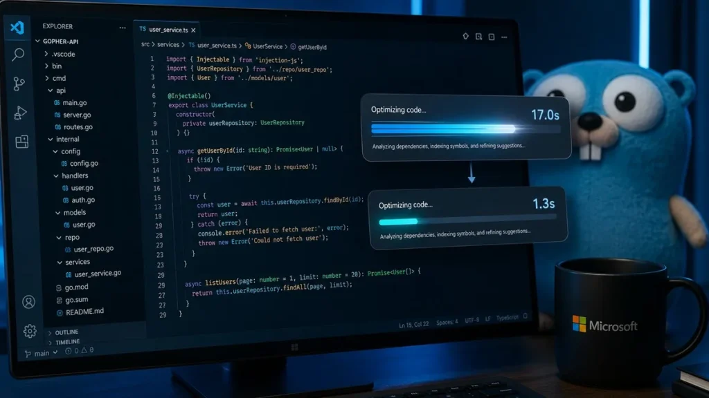 TypeScript 7 Is Out — Microsoft’s Go Rewrite Makes It 10x Faster TypeScript 7 compiler speed improvement — VS Code first-error time drops from 17.5 seconds to 1.3 seconds with Microsoft Go rewrite