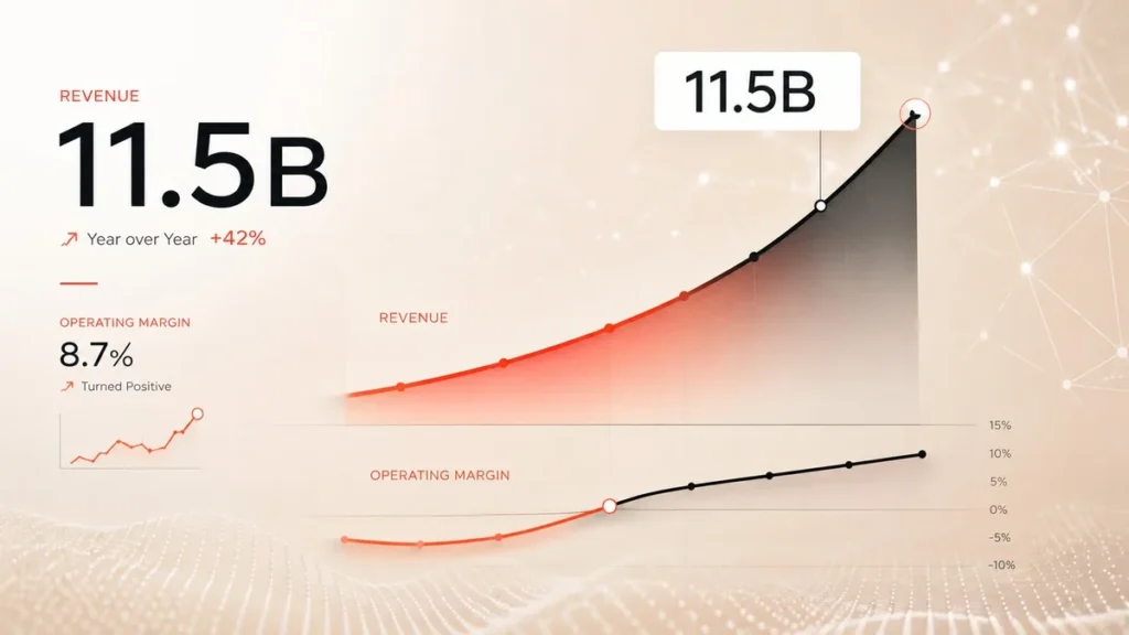 Anthropic Turns Profitable: What It Means for Claude Business Users Revenue curve crossing into profit with an 11.5B label and a positive operating margin line
