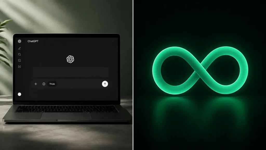 ChatGPT free unlimited chats interface with Think button and infinity symbol