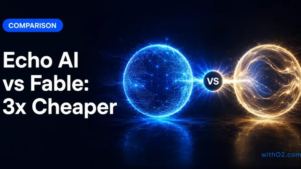 Echo AI Claims Fable Quality at One-Third the Cost echo ai vs fable quality comparison at one-third cost — two glowing spheres separated by VS badge