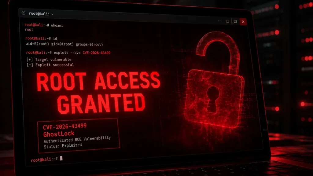 GhostLock: 15-Year Linux Bug Gives Any User Root in 5 Seconds GhostLock CVE-2026-43499 root access granted on Linux terminal screen