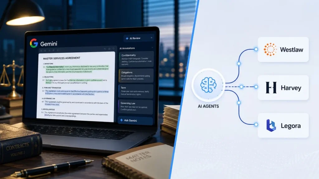 Google Gemini Enterprise for Legal: AI Agents Now Handling Law Firm Work Gemini Enterprise for Legal AI agents connecting law firm workflows to Westlaw and Harvey legal databases