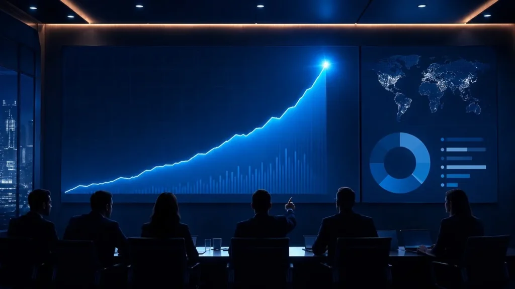 OpenAI Hits 1 Billion Users and 2 Million Businesses — and Cuts Luna Prices 80% OpenAI 1 billion users growth chart before business executives in a boardroom