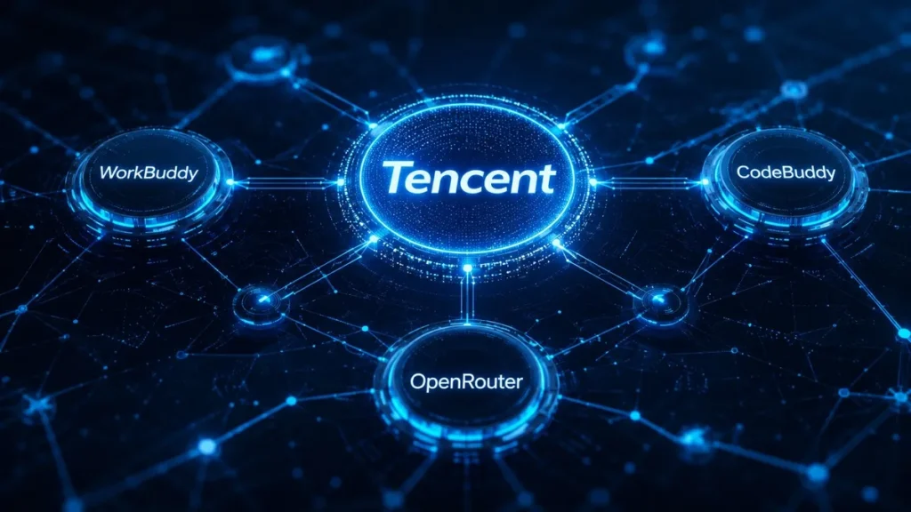 Tencent Hy4 Preview: 770B Open-Weight AI for $0.83/M Tencent Hy4 Preview 770B open-weight AI model connected to WorkBuddy CodeBuddy and OpenRouter nodes