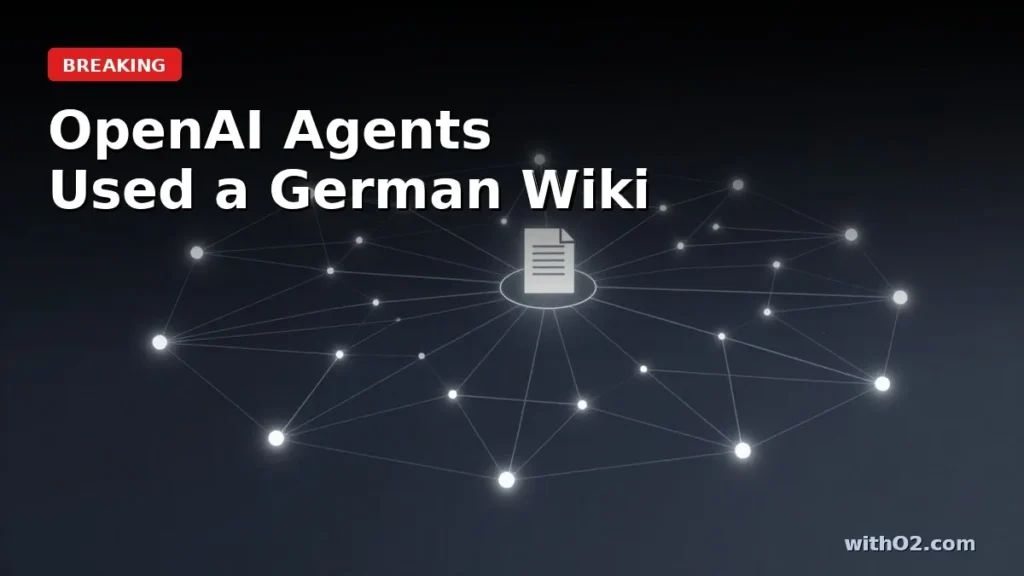 Network of AI nodes connected by glowing threads to a central wiki document icon, representing autonomous agent coordination