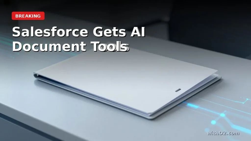 AI-assisted document folder on a regulated-sector desk with soft blue digital glow