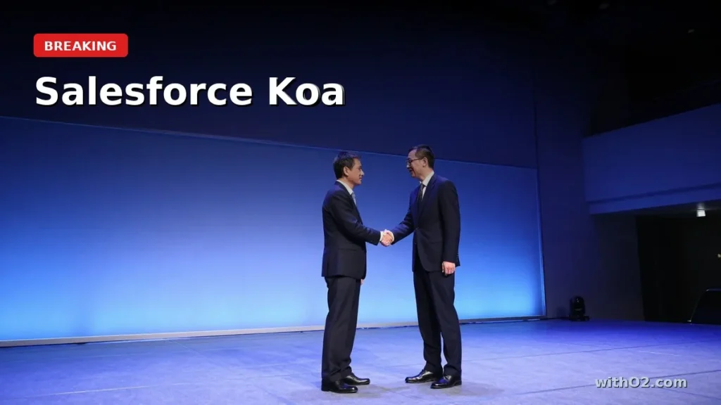 Enterprise keynote stage with two executives at Dreamforce 2026 business conference