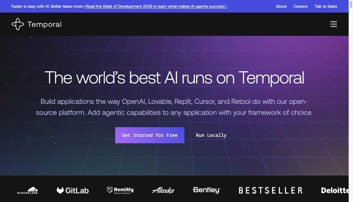Temporal durable execution platform homepage